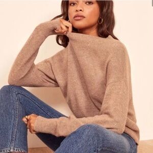Reformation Elle Yak Linen Toffee Tan Crewneck Sweater